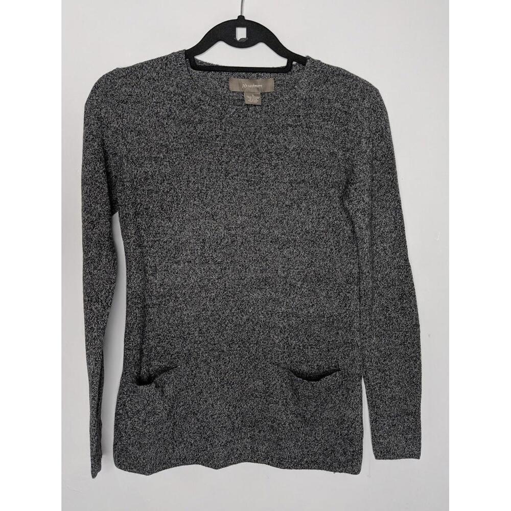 Ply Cashmere Sweater Pullover Womens Small Gray 100% Cashmere Pockets Knit